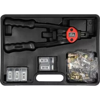 YATO rivettatrice manuale per dadi 3612 - da M3 a M12, 7 punzoni, acciaio Cr-Mo, azione a doppia leva