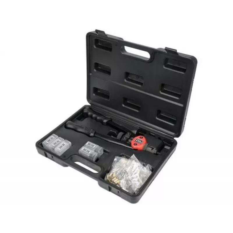YATO rivettatrice manuale per dadi 3612 - da M3 a M12, 7 punzoni, acciaio Cr-Mo, azione a doppia leva
