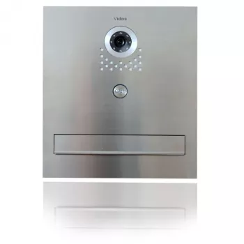 VIDOS S551-SKM Cassetta postale con videocitofono integrato, acciaio inox spazzolato, montaggio a incasso