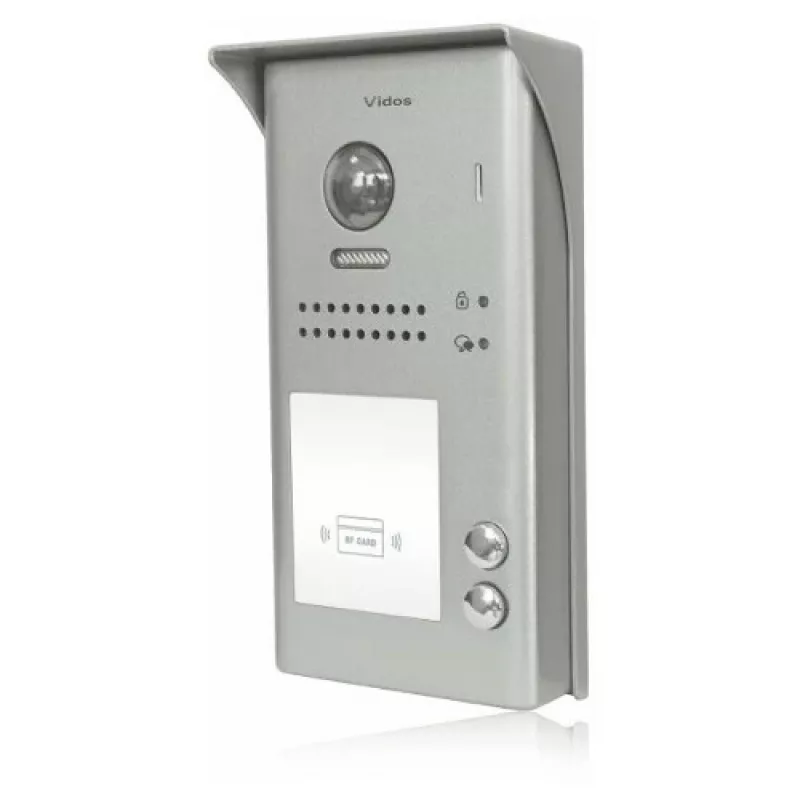VIDOS DUO S1102A Videocitofono per 2 famiglie, acciaio inox, Full HD, 2 fili, nero