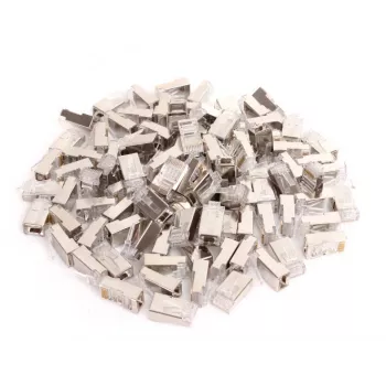 GETFORT Connettore schermato RJ45 Cat.6 8P8C (100 pezzi) - contatti dorati, trasparente