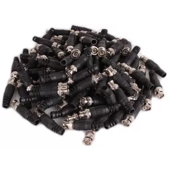 Connettore BNC maschio per cavo coassiale RG-59, 75 Ohm, connessione a vite, custodia in plastica, nero, 100 pezzi