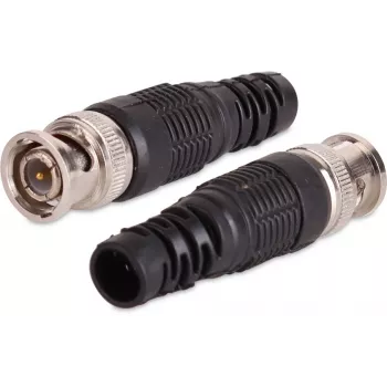 Connettore BNC maschio per cavo coassiale RG-59, 75 Ohm, connessione a vite, custodia in plastica, nero, 100 pezzi