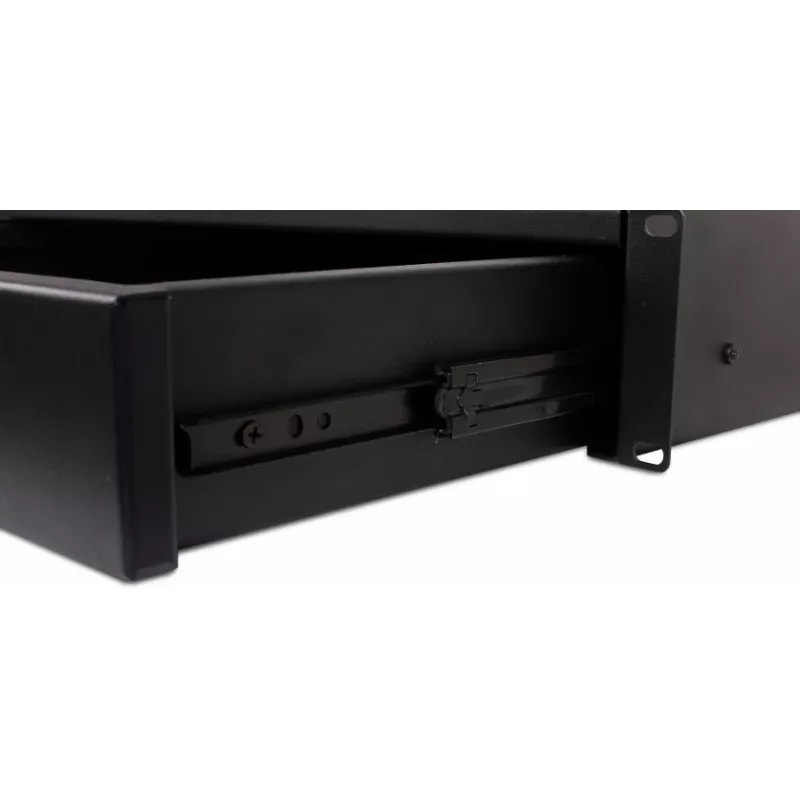 GETFORT GF-2U-drawer cassetto rack 2U - 19 inch in acciaio, nero, con serratura, portata 25 kg