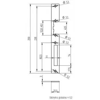 ELEKTRA-PLUS targhetta per serrature a incasso, zincata, 200x20mm