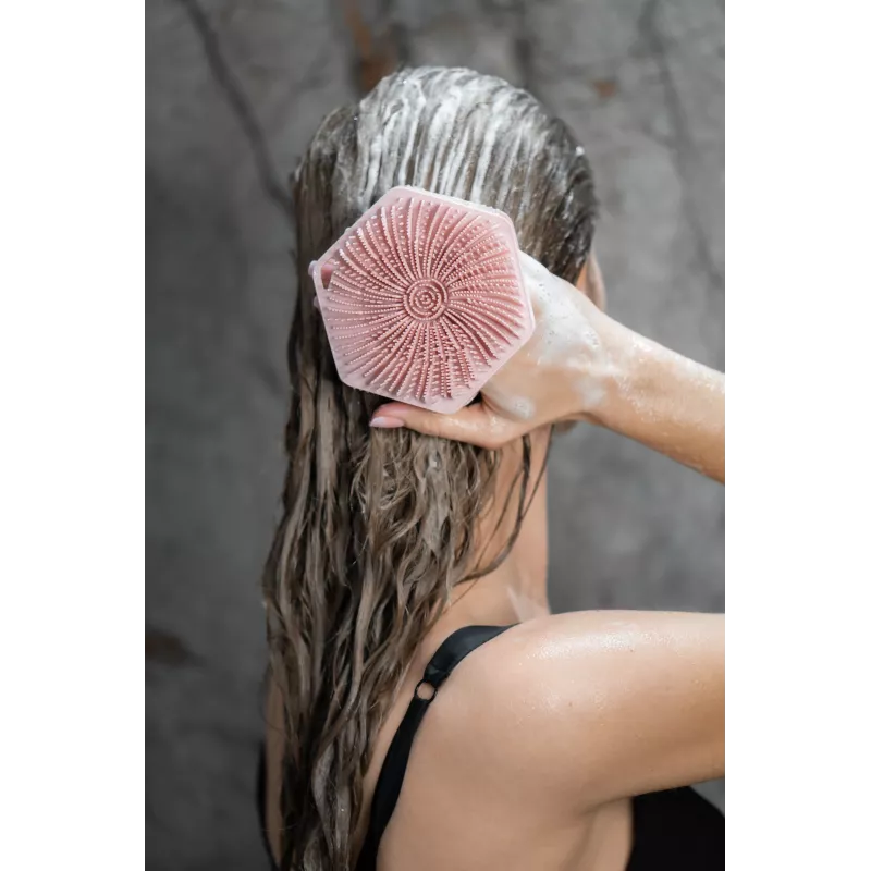 GLOV Bubble Burst Peeling e Massaggiatore 3-in-1 in Silicone per Corpo, Cuoio Capelluto e Schiena - Rosso Rosa