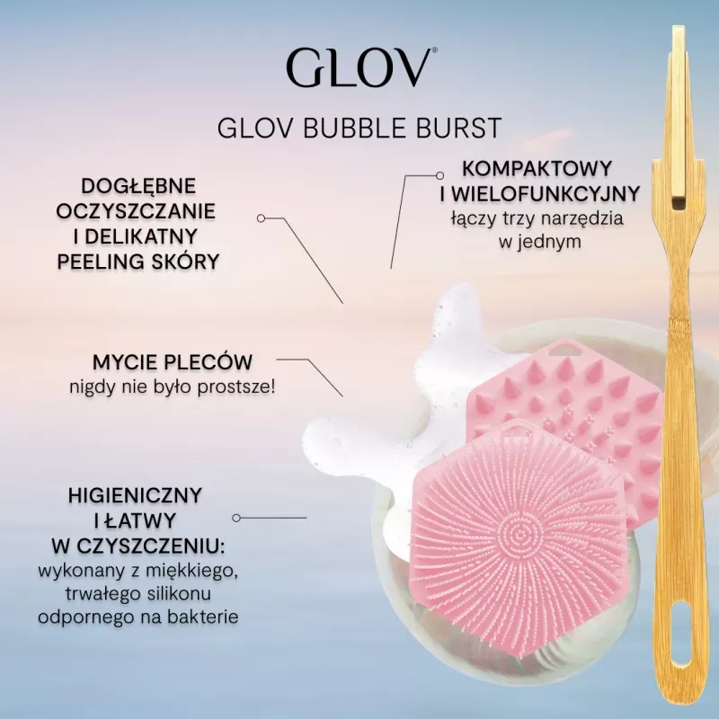 GLOV Bubble Burst Peeling e Massaggiatore 3-in-1 in Silicone per Corpo, Cuoio Capelluto e Schiena - Rosso Rosa