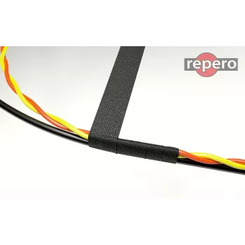 REPERO 734 Nastro Isolante Elettrico in Tessuto, Cotone, Nero, 19mm x 25m