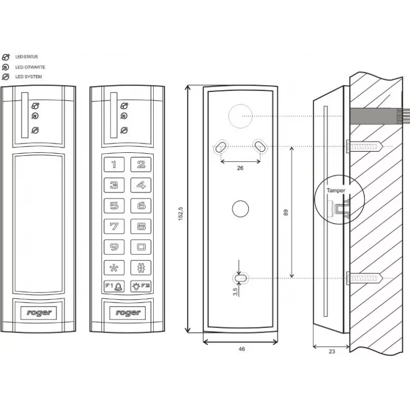 ROGER PR312EM-BK controller di accesso con lettore di prossimità EM 125 kHz