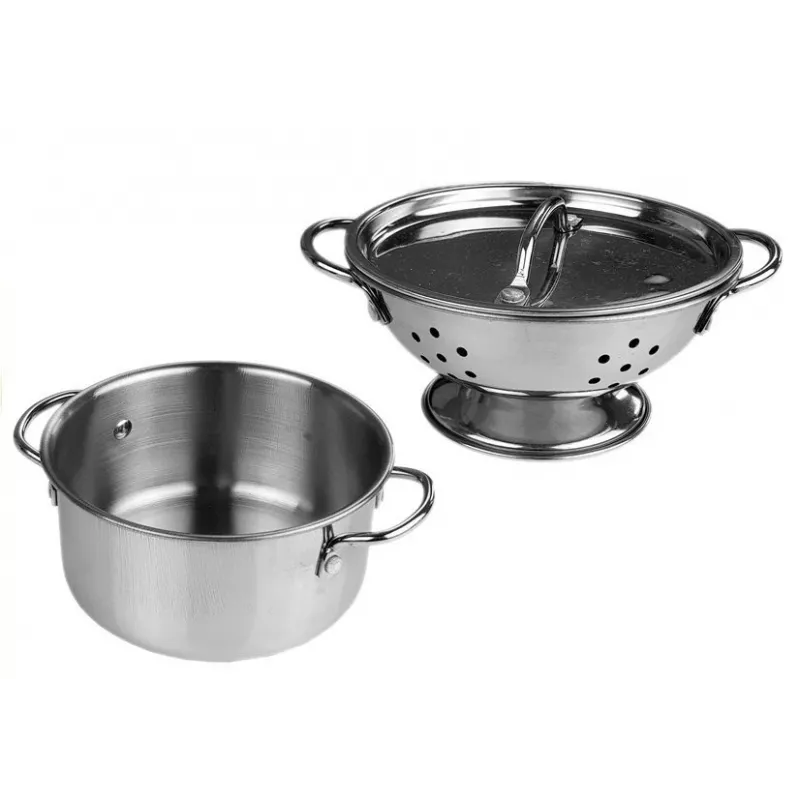 LEAN TOYS pentole e padelle in acciaio inox in miniatura 8 pezzi