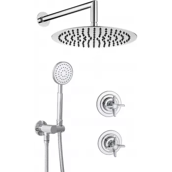 DEANTE set doccia da incasso Arnika cromato 2 uscite soffione rotondo 250mm