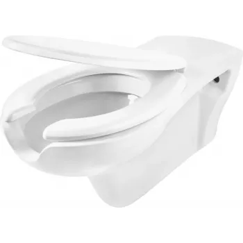 DEANTE vaso WC con sedile per persone con mobilità ridotta - WC compatto a filo parete, ceramica bianca, sedile con chiusura soft-close, doppio scarico 3/6L