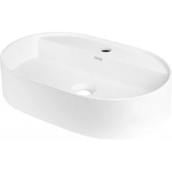 DEANTE Lavabo in granito con isola rubinetteria - ovale - nero opaco