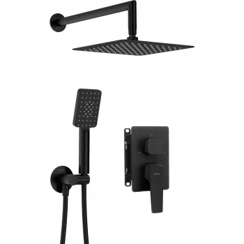 DEANTE Set doccia incasso con scatola miscelatrice, serie Omnires Y, nero opaco, soffione pioggia Ø250 mm