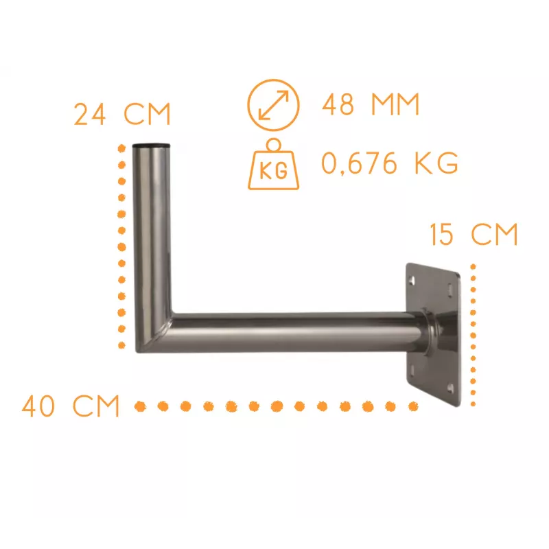 CORAB USL-48/400AL Staffa angolare da parete 48mm 400mm alluminio