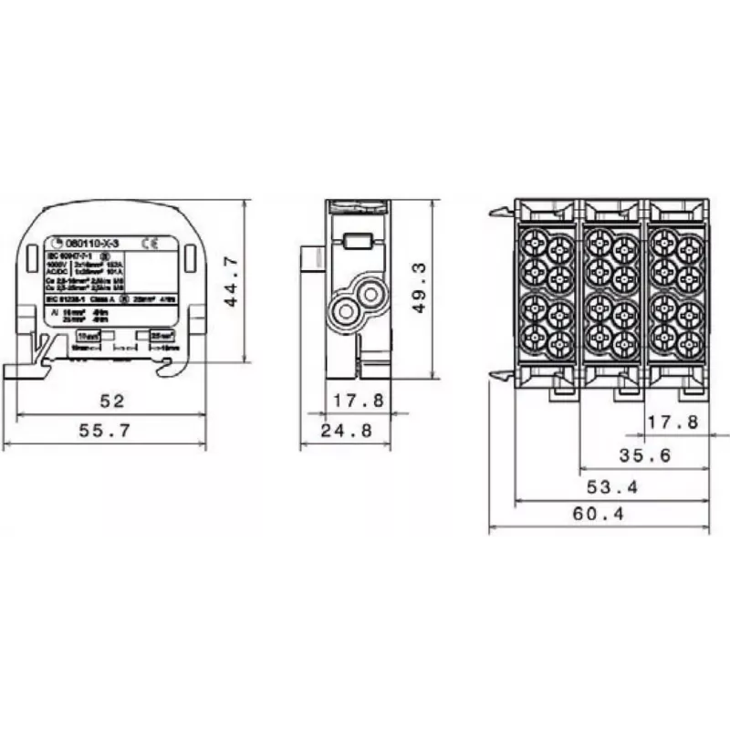 SIMET SCB 25 Al/Cu 80110 SIMBLOCK Blocco di distribuzione derivato, nero 81501007