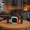 LEAN Set karaoke altoparlante Bluetooth due microfoni luci LED nero