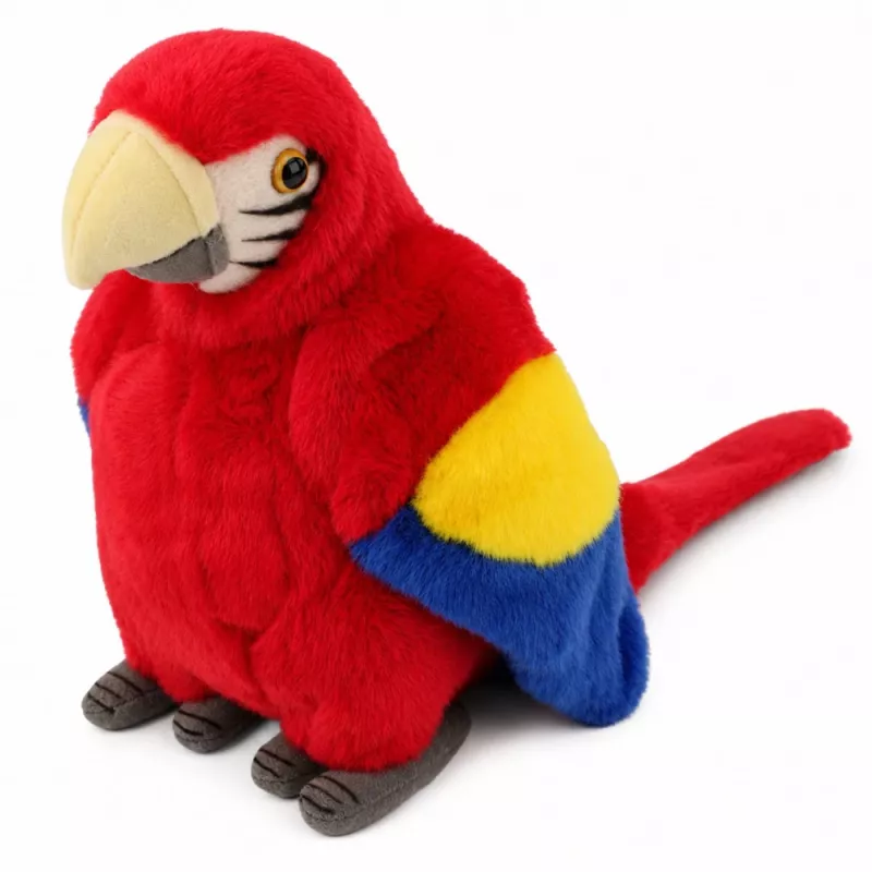 LEAN TOYS Pappagallo di peluche Ara uccello esotico mascotte peluche rosso 24 cm