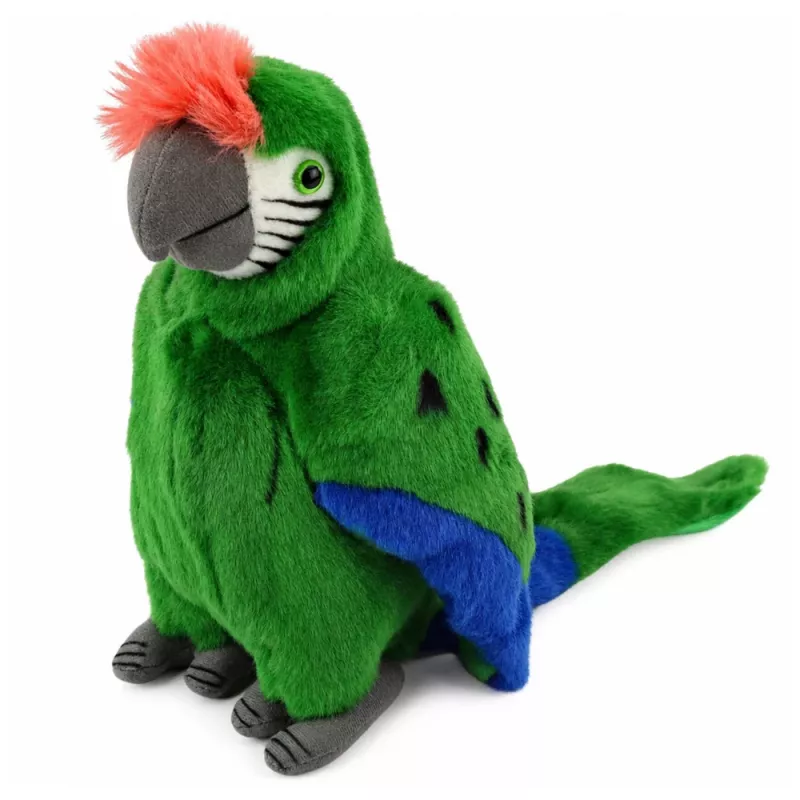 LEAN TOYS Pappagallo di peluche Ara uccello esotico mascotte peluche verde 24 cm