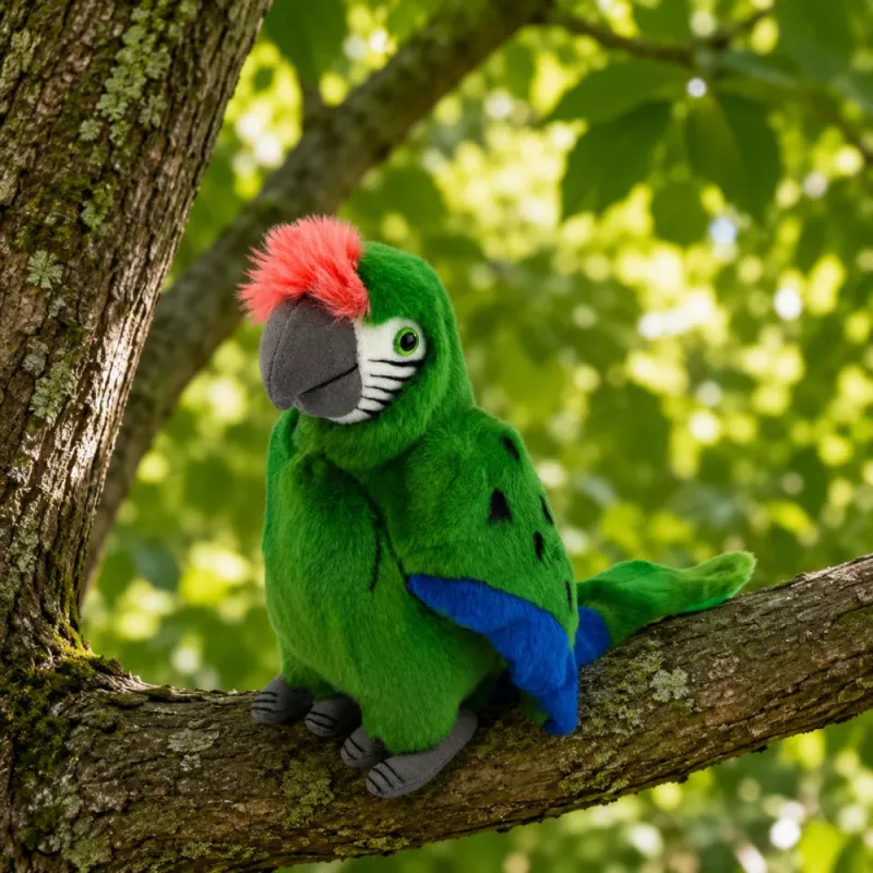 LEAN TOYS Pappagallo di peluche Ara uccello esotico mascotte peluche verde 24 cm