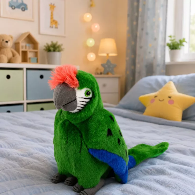 LEAN TOYS Pappagallo di peluche Ara uccello esotico mascotte peluche verde 24 cm