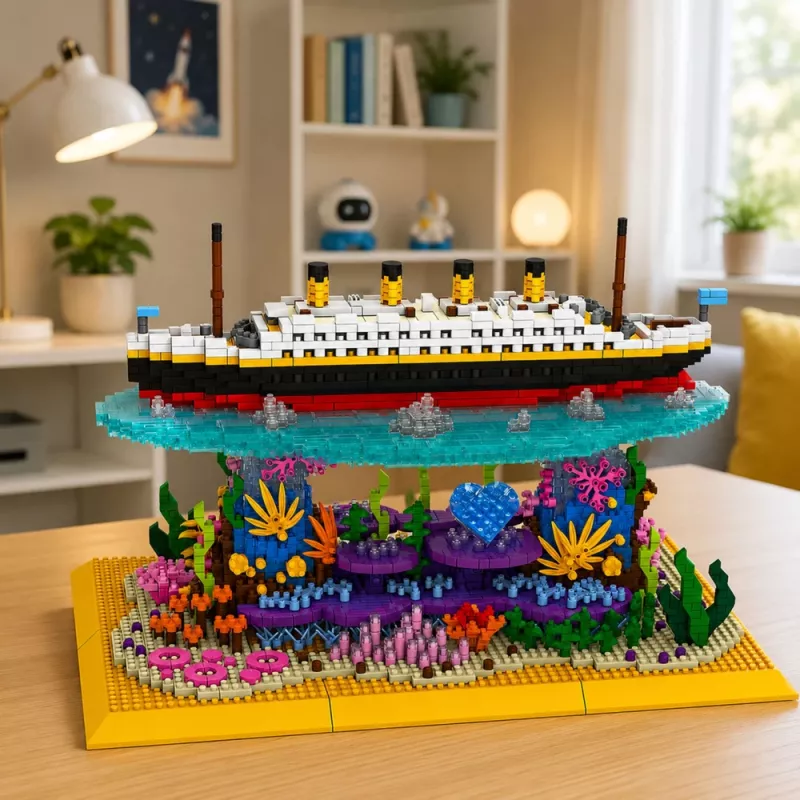 LEAN TOYS Mattoncini nave Titanic su una barriera corallina 3892 pezzi