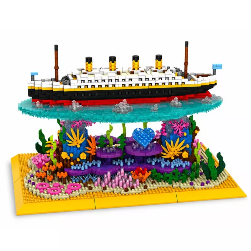 LEAN TOYS Mattoncini nave Titanic su una barriera corallina 3892 pezzi