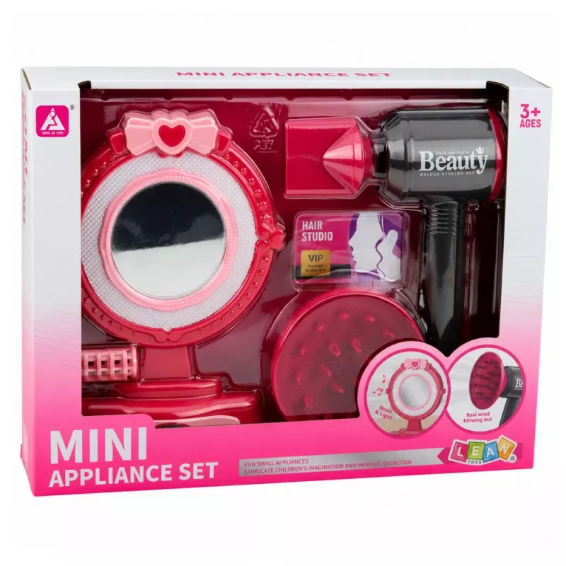 LEAN TOYS Set acconciatura con phon, specchio, luci, suoni e accessori