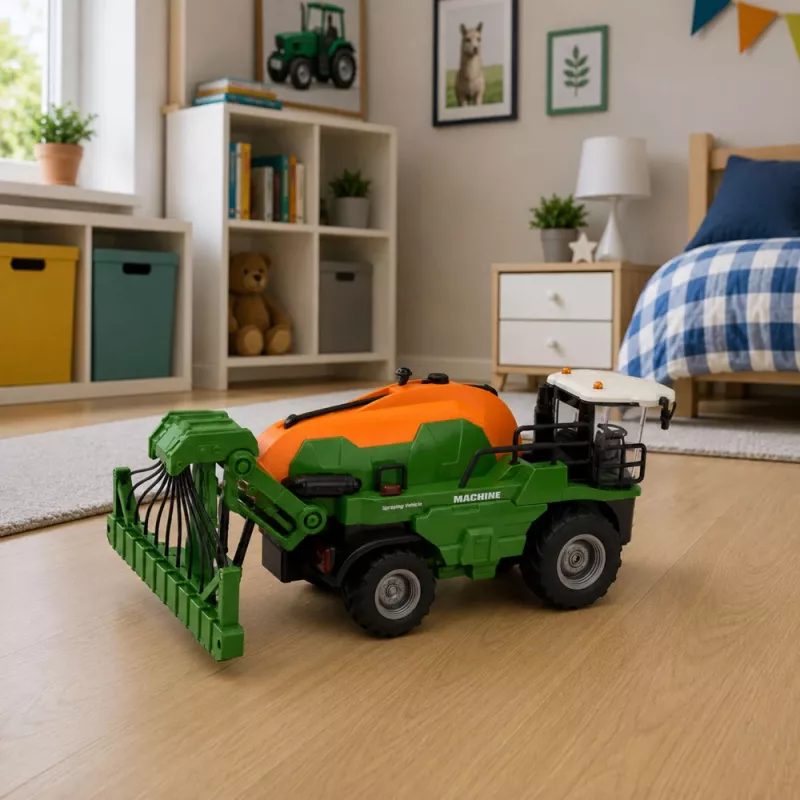 LEAN TOYS Mietitrebbia con funzione di spruzzo, luci, suoni, 1:24