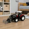 LEAN TOYS RC Trattore agricolo radiocomandato rosso con pinza per balle 1:24