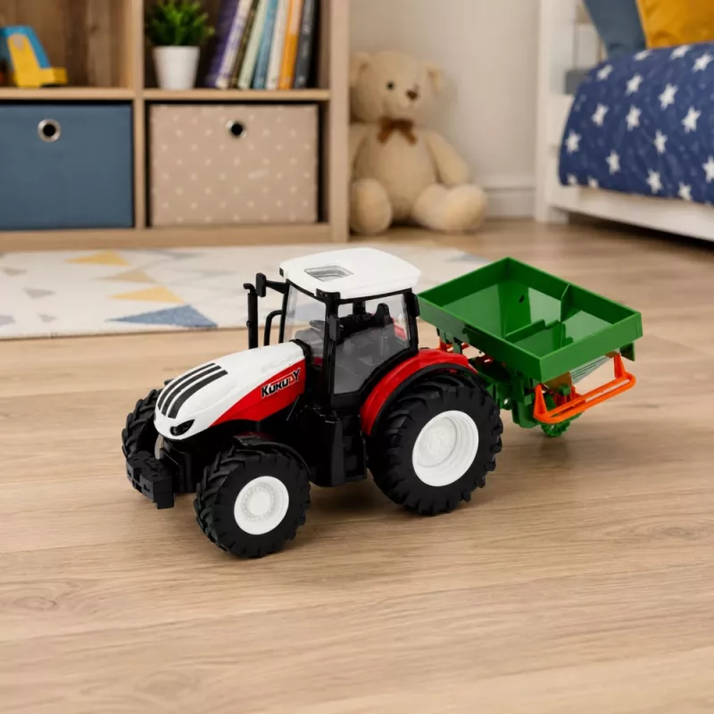 LEAN TOYS RC Trattore radiocomandato con seminatrice, luce, rosso, 1:24