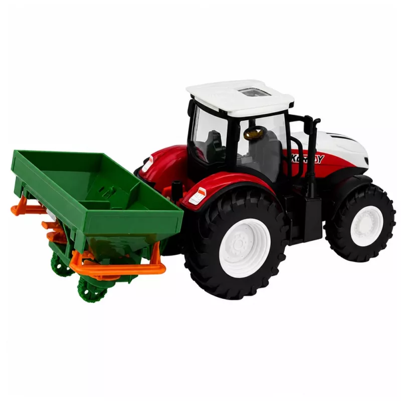 LEAN TOYS RC Trattore radiocomandato con seminatrice, luce, rosso, 1:24
