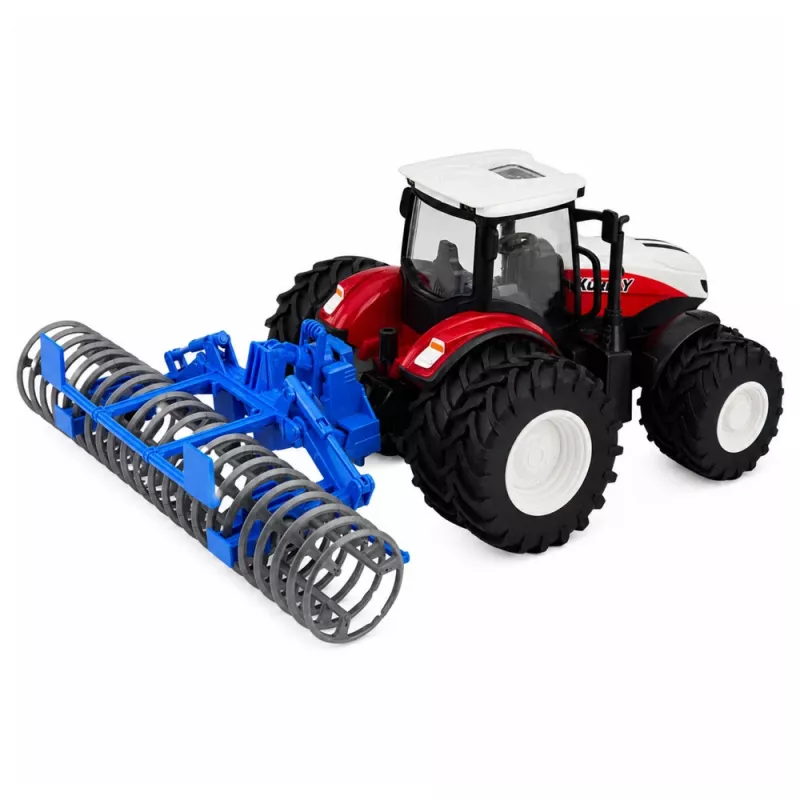 LEAN TOYS Trattore radiocomandato con rullo RC luci rosso 1:24