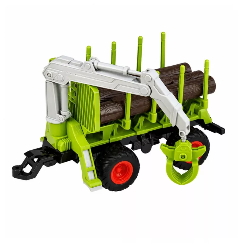 LEAN TOYS Trattore radiocomandato RC con rimorchio forestale e pinza per legna 1:24