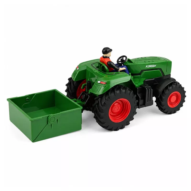 LEAN TOYS Trattore agricolo RC radiocomandato con rimorchio contadino 1:24