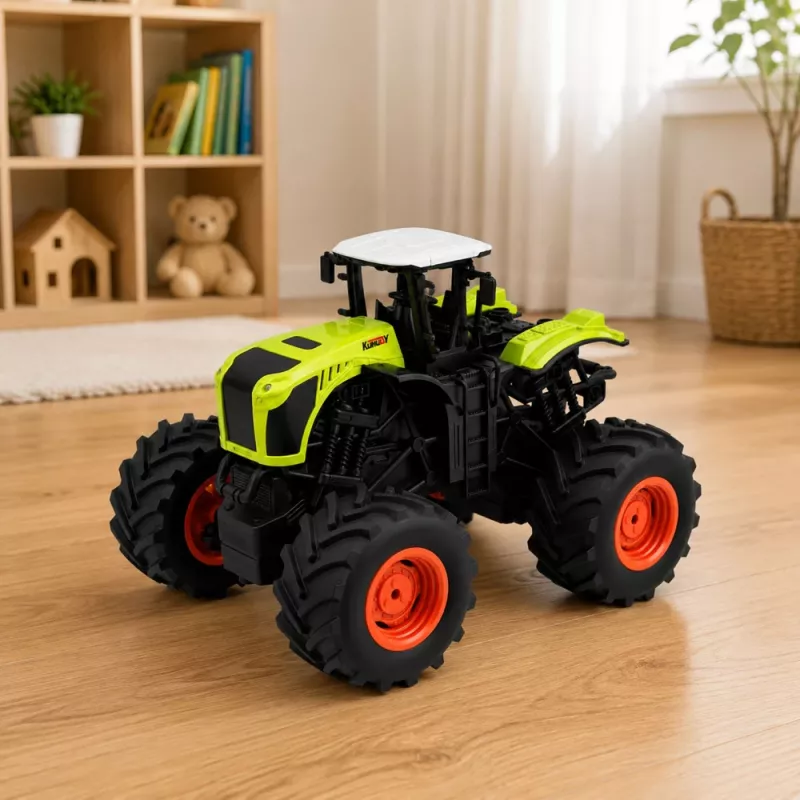 LEAN TOYS Trattore agricolo RC radiocomandato alto verde luci suoni 1:16