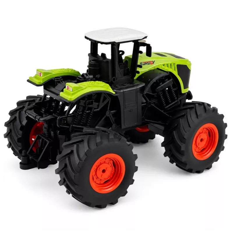 LEAN TOYS Trattore agricolo RC radiocomandato alto verde luci suoni 1:16