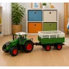 LEAN TOYS Trattore agricolo RC con rimorchio ribaltabile e illuminazione 1:24