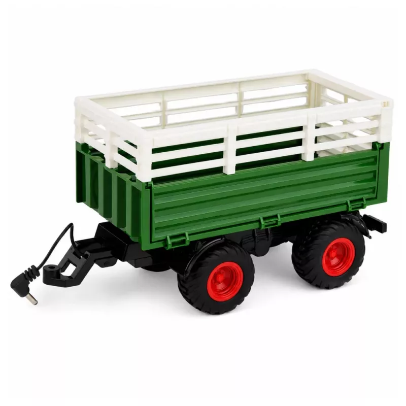 LEAN TOYS Trattore agricolo RC con rimorchio ribaltabile e illuminazione 1:24