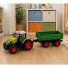 LEAN TOYS Trattore agricolo RC con rimorchio ribaltabile verde 1:24