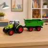 LEAN TOYS Trattore agricolo RC con rimorchio ribaltabile e illuminazione 1:24