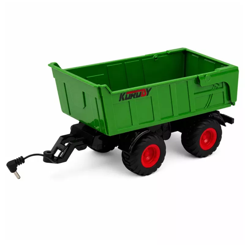 LEAN TOYS Trattore agricolo RC con rimorchio ribaltabile e illuminazione 1:24