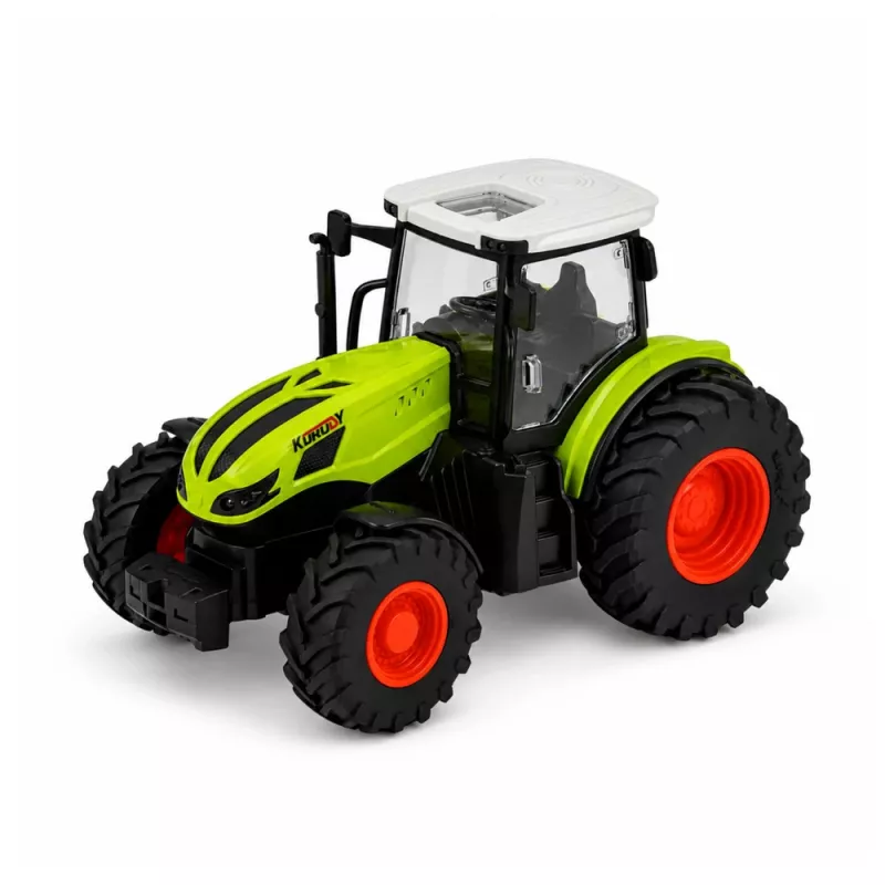 LEAN TOYS Trattore agricolo RC con rimorchio ribaltabile e illuminazione 1:24