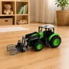 LEAN TOYS Trattore RC con pinza per balle, radiocomandato, luci, verde, 1:24
