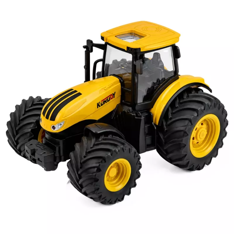 LEAN TOYS Trattore con seminatrice e coltivatore, luci e suoni, giallo, 1:24