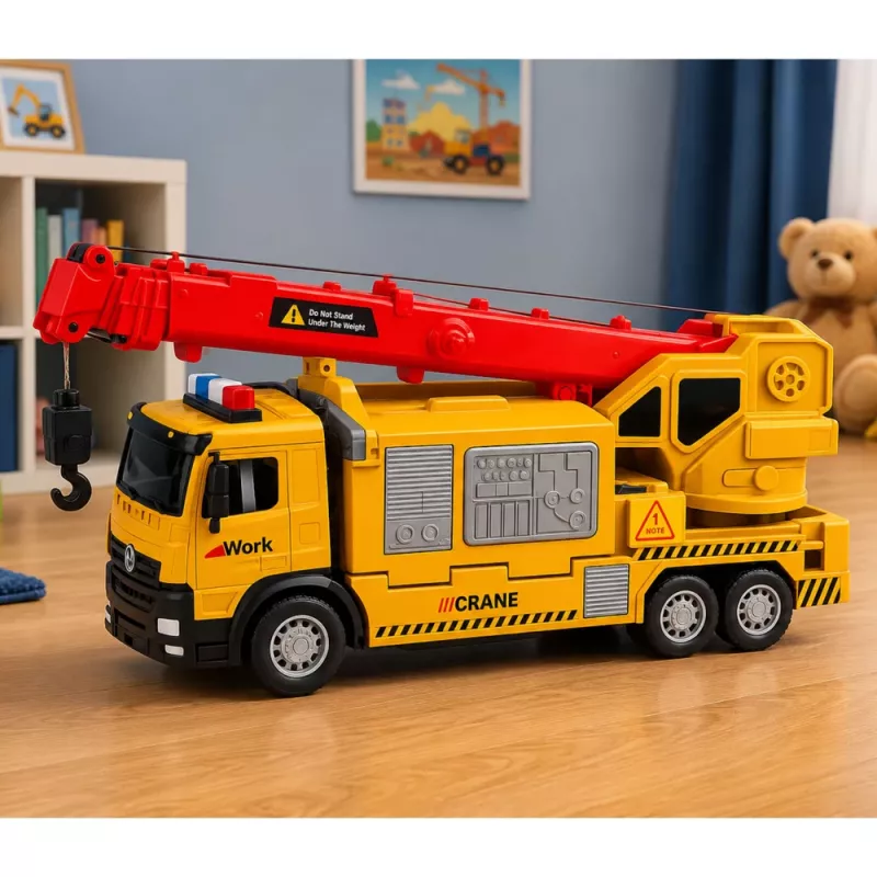 LEAN TOYS Camion con gru e bisarca luci suoni giallo