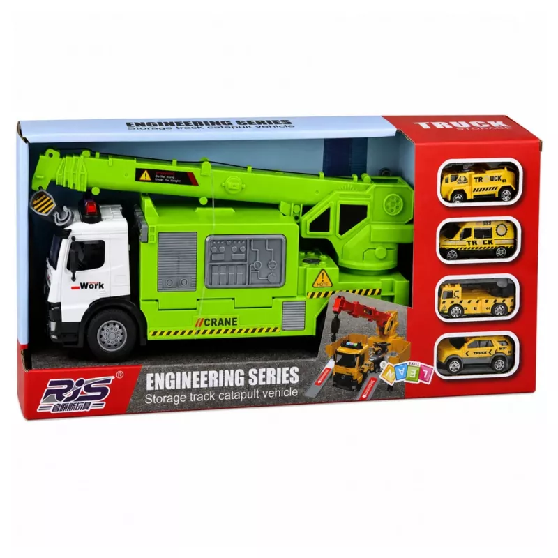 LEAN TOYS Camion con gru e bisarca luci suoni verde