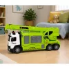 LEAN TOYS Camion con gru e bisarca luci suoni verde
