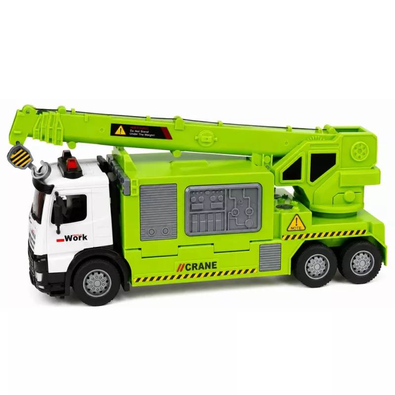 LEAN TOYS Camion con gru e bisarca luci suoni verde