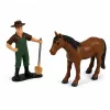 LEAN TOYS Mietitrebbia agricola con barra di taglio e aratro, figure contadini, cavallo, luci e suoni, 4 pezzi